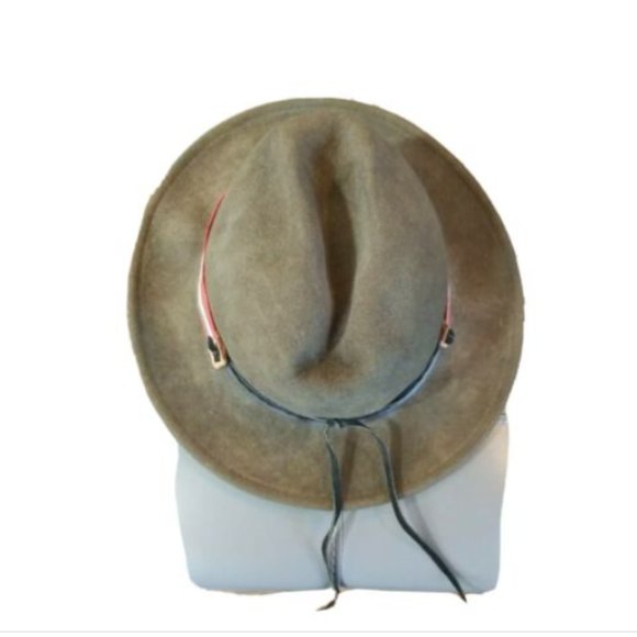 Vtg Sima International 100% Wool Fedora Hat w/ Leather/ fabric Trim Sz S (7.25") - Picture 10 of 11